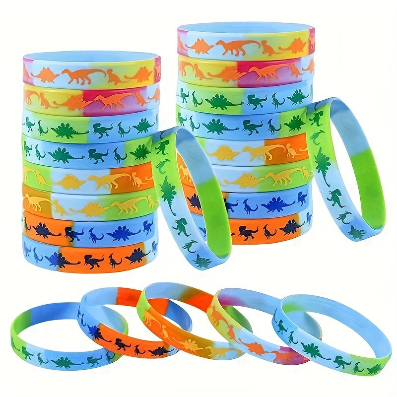 12pcs Jurassic Dinosaur Silicone Bracelets for Party Favors