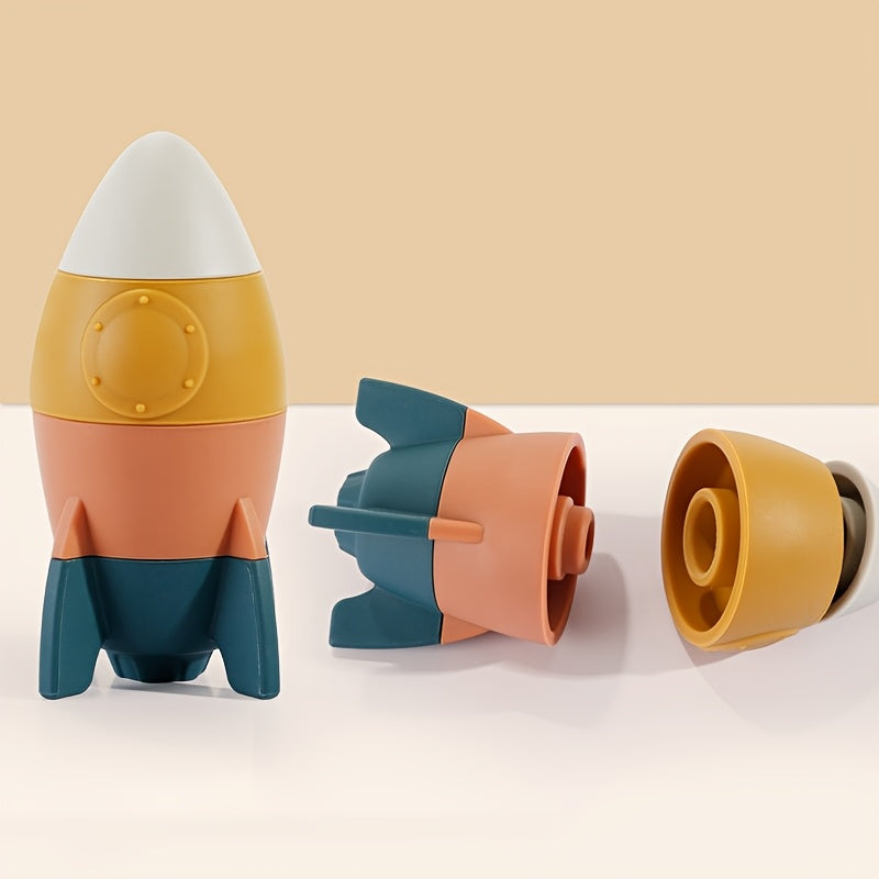 Silicone Rocket Stacking Set for Kids, Interactive Educational Toy