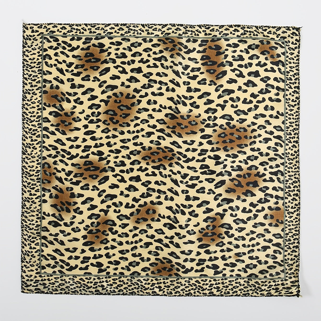 Vintage Leopard Print Satin Scarf Neckerchief Head Wrap Hair Accessories