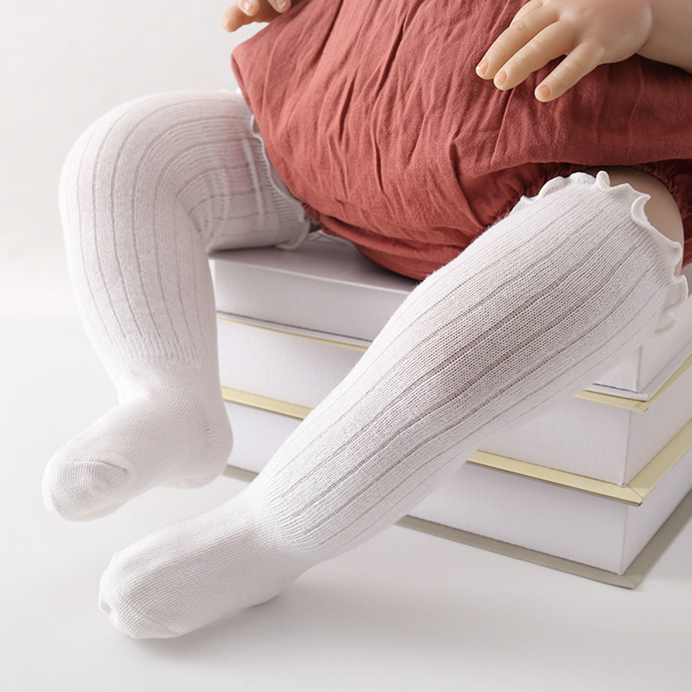 Newborn Baby Winter Knee High Socks Solid Cotton Warm Socks