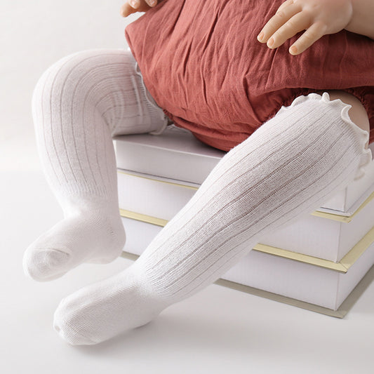 Newborn Baby Winter Knee High Socks Solid Cotton Warm Socks