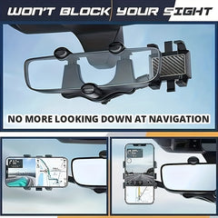 360&deg; Car Rearview Mirror Phone Holder Navigation Bracket
