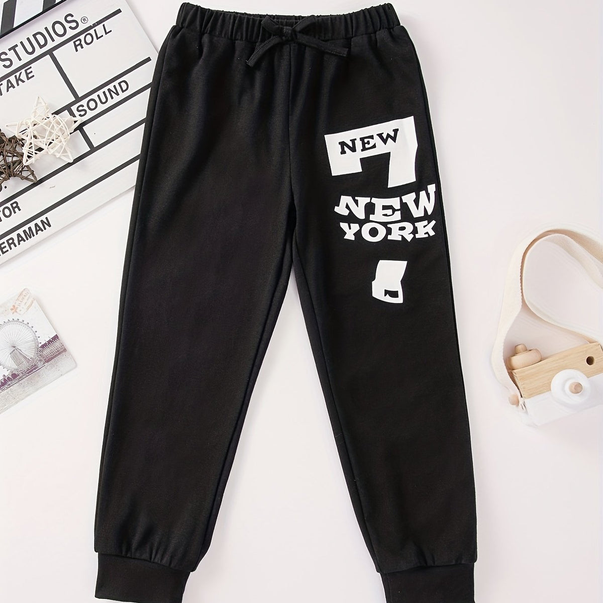 YORK Letter Print Boys Active Sweatpants Quick Drying Jogger Sports Pants