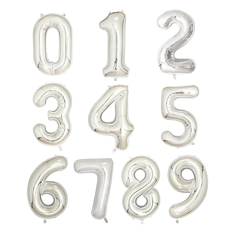 Silver Aluminum Film Large Numbers 0-9 for Party Decoration