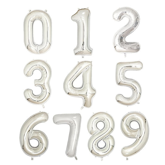 Silver Aluminum Film Large Numbers 0-9 for Party Decoration