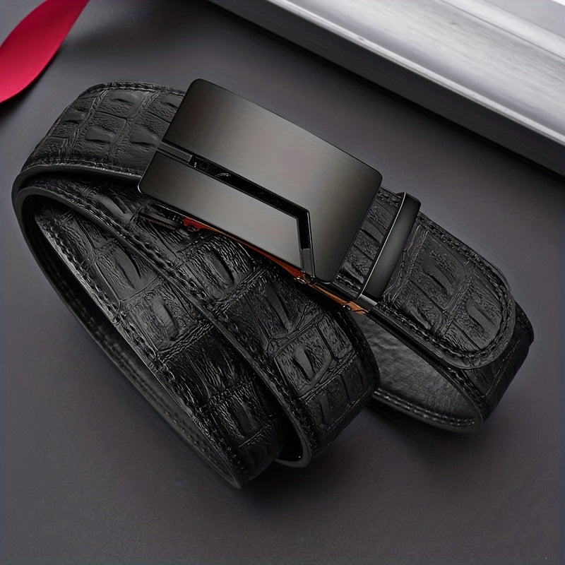 Men's Buckle PU Leather Belt for Business Travel