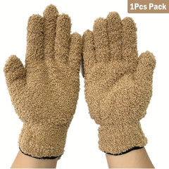 Green Microfiber Cleaning Gloves for Dusting Kitchen Furniture Car Interiors