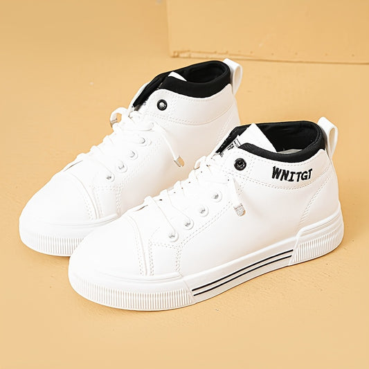 Women's Letter Pattern High Top Lace-up Board Shoes Outdoor Flats