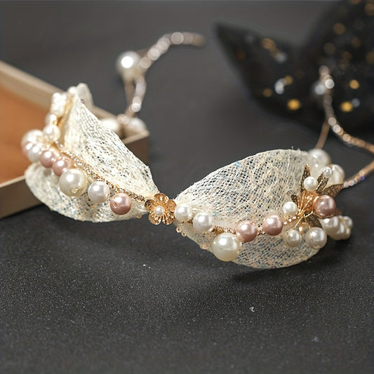 Bridal Faux Pearl Hairband with Tassel Head Jewelry