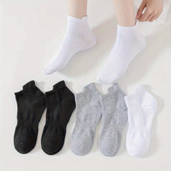 6 Pairs Solid Sports Socks Women's Stockings