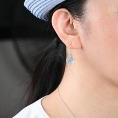 Vintage Dandelion Drop Dangle Earrings Water Drop Silver Plated Jewelry