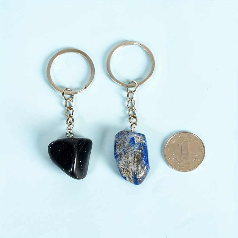 Natural Stone Healing Crystal Agate Keychain Pendant Bag Buckle Key Chain