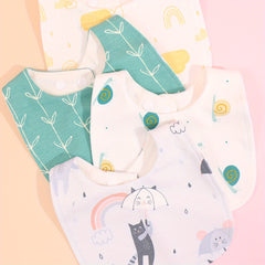 4pcs Cotton Baby Bibs Infant Feeding Drool Bibs Cartoon Print