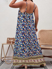  Boho Cami Dress Women's Plus Floral Print V Neck Backless Maxi
