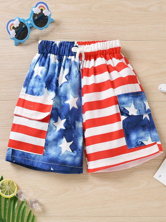 Boys American Flag Swim Beach Pants Independence Clothes