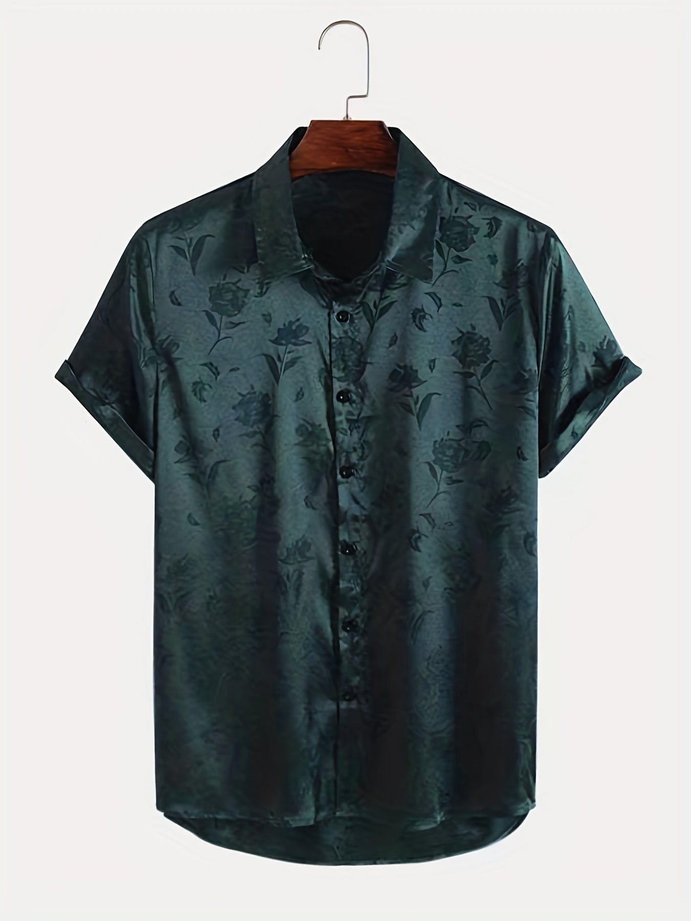 Men's Floral Print Short Sleeve Shirt for Summer Vacation