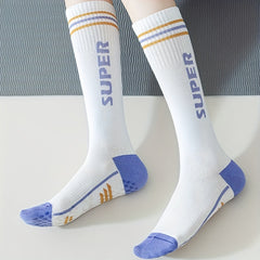 Women's Letter Print Sports Calf Socks - Knee High Stockings
