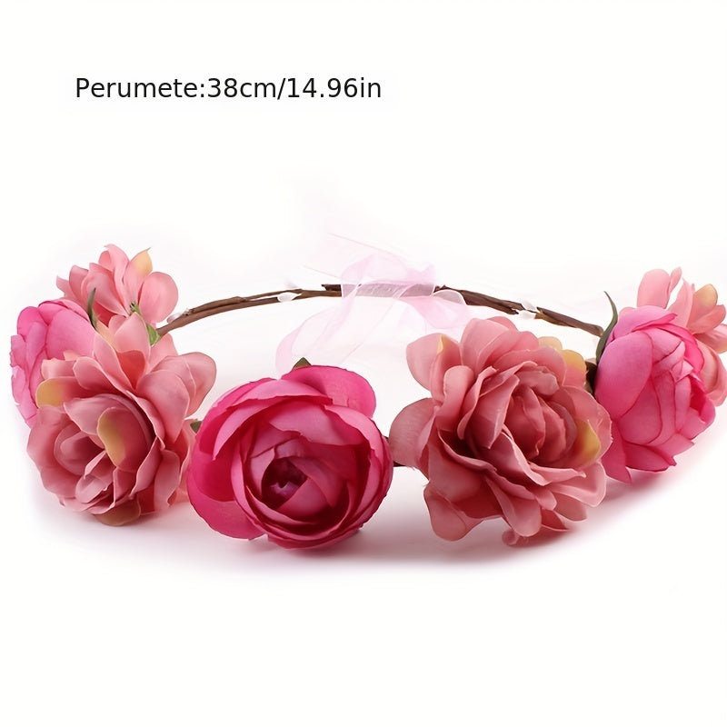 Flower Crown Rose Garland Headband Wreath Floral Headpiece