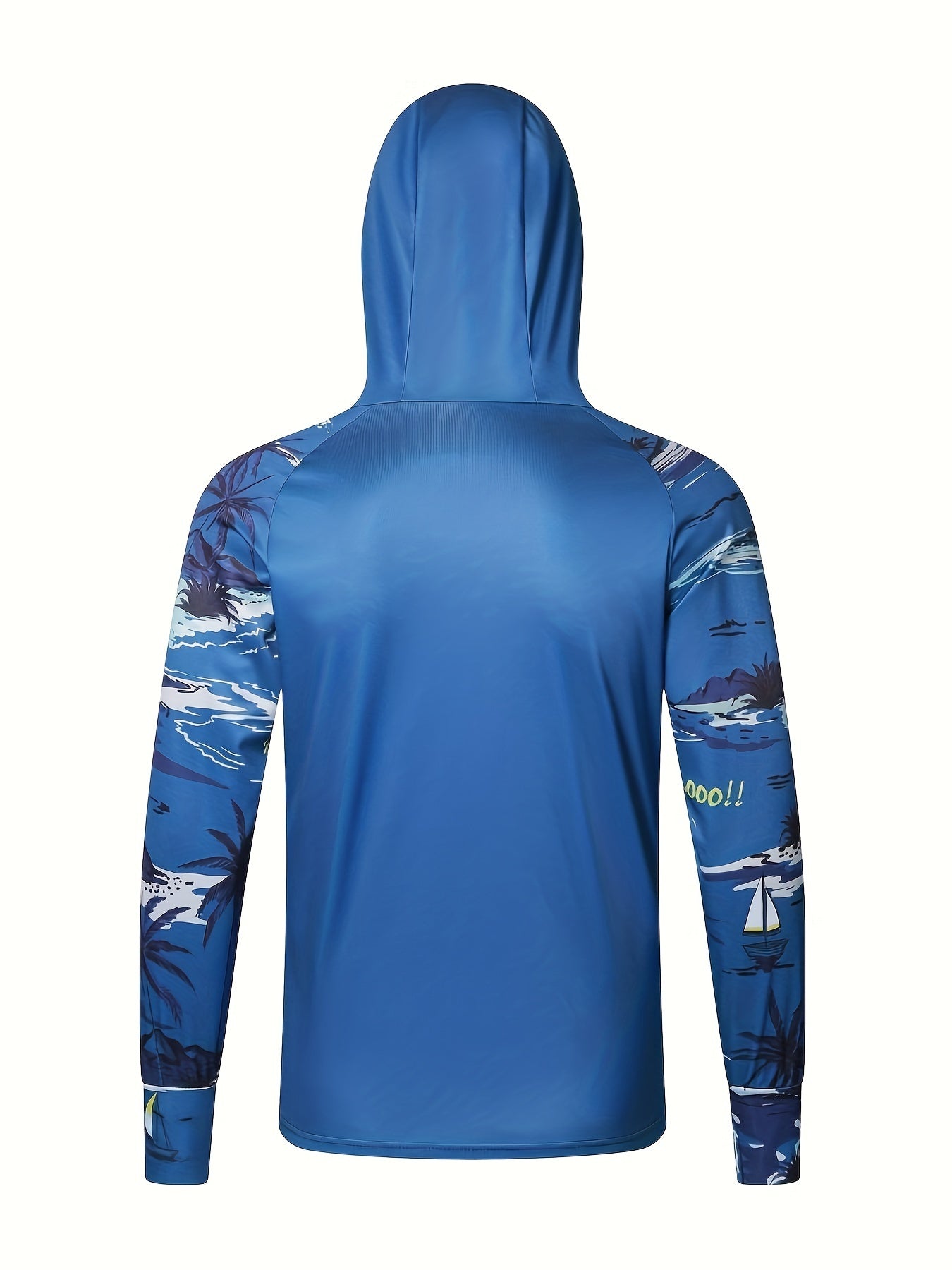 Men's Fish Pattern Hooded Fishing Jacket UV Sunscreen Quick Dry Hoodie