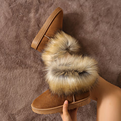 Women's Faux Fur Snow Boots Plush Thermal Non Slip Shoes