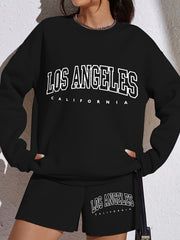 Los Angeles Print Two Piece Set Casual Long Sleeve Sweatshirt & Pants