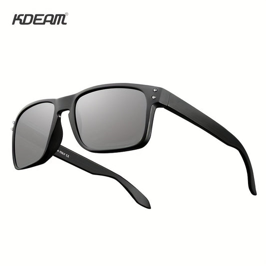 Men's Square Polarized Sunglasses Reflective Mirror Coated Film Glasses