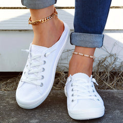 Women's Flat Canvas Shoes Lace Up Slip On Low Top Casual Shoes