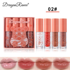 4pcs Gift Set Mini Lip Gloss Lip Glaze Matte Finish Perfect Gift Women