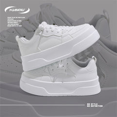 HUANQIU Women's Lace-up Platform Skate Shoes Breathable Non-slip Sneakers