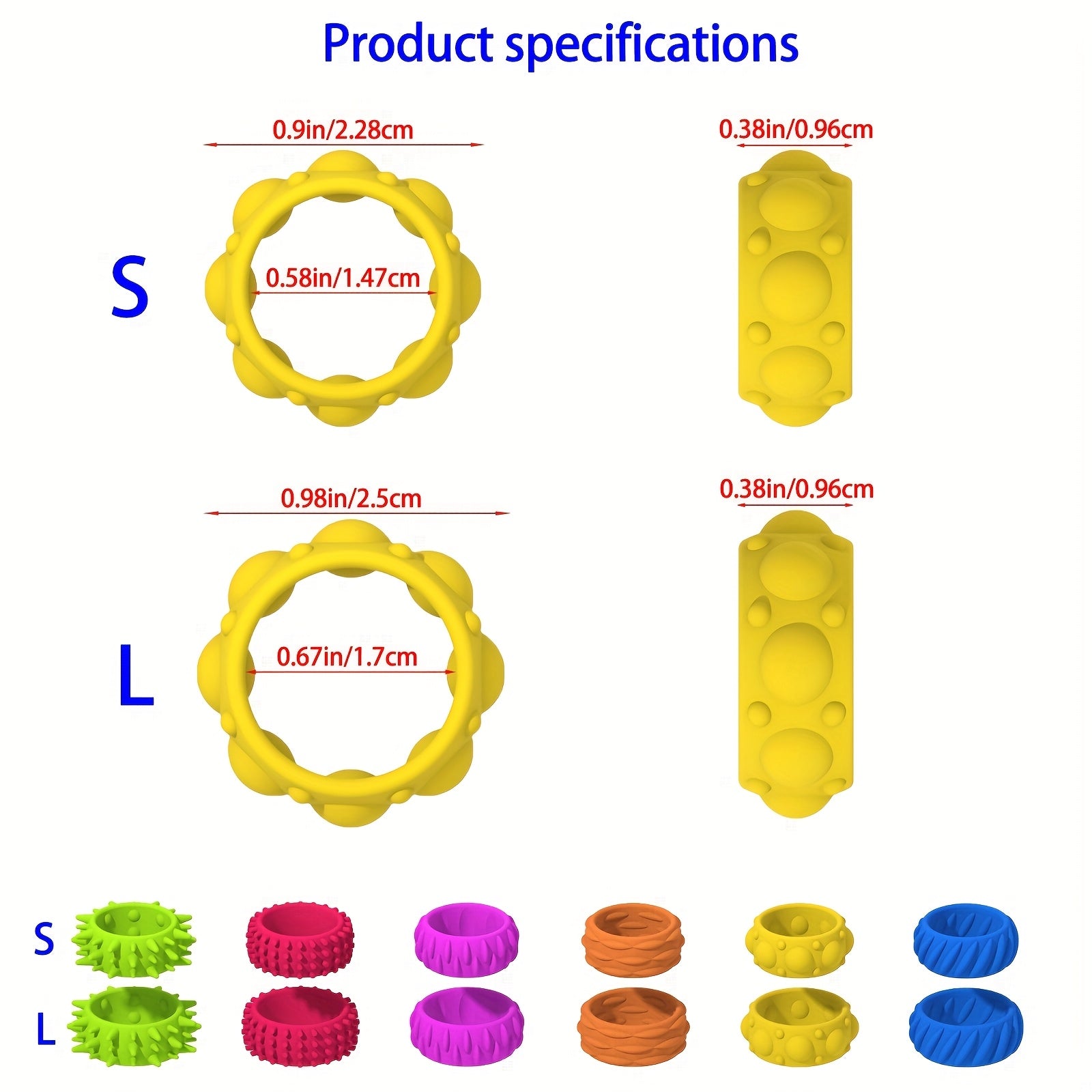 12pcs Silicone Fidget Rings Set Anxiety Relief Assorted Colors Durable Material