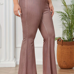  Casual Pants Women's Plus Stripe Print High Rise Flared Leg Trousers