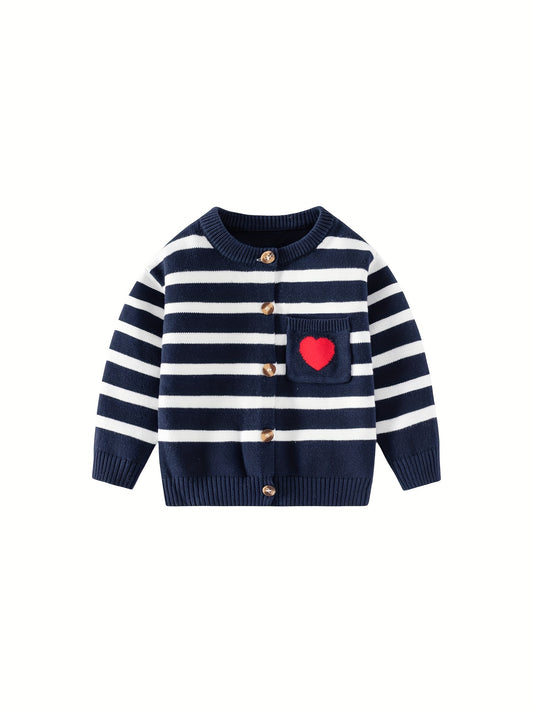 Baby Girls Cotton Cardigan Knitted Coat Boys Girls Striped Love