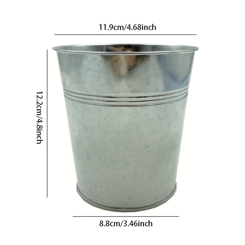 5pcs Galvanized Bucket Metal Flower Pot Round Planter Plant Basket