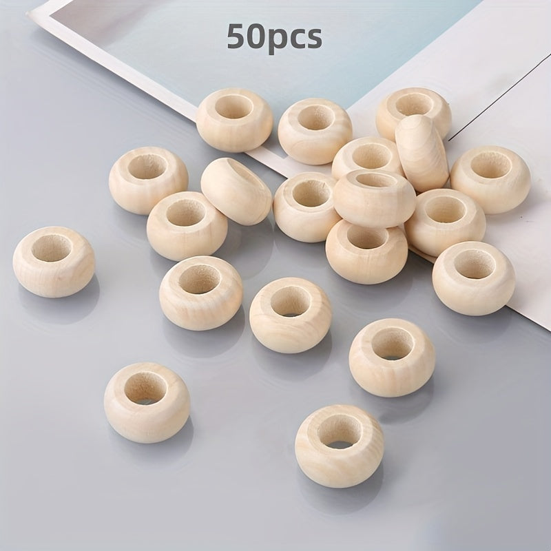 50pcs DIY Wood Beads Wooden Hoop Rings 8 21mm Large Hole Beads Material