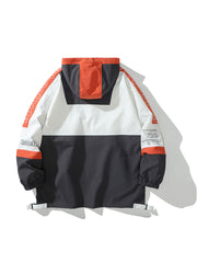 Men's Hooded Windbreaker Jacket Patchwork Contrast