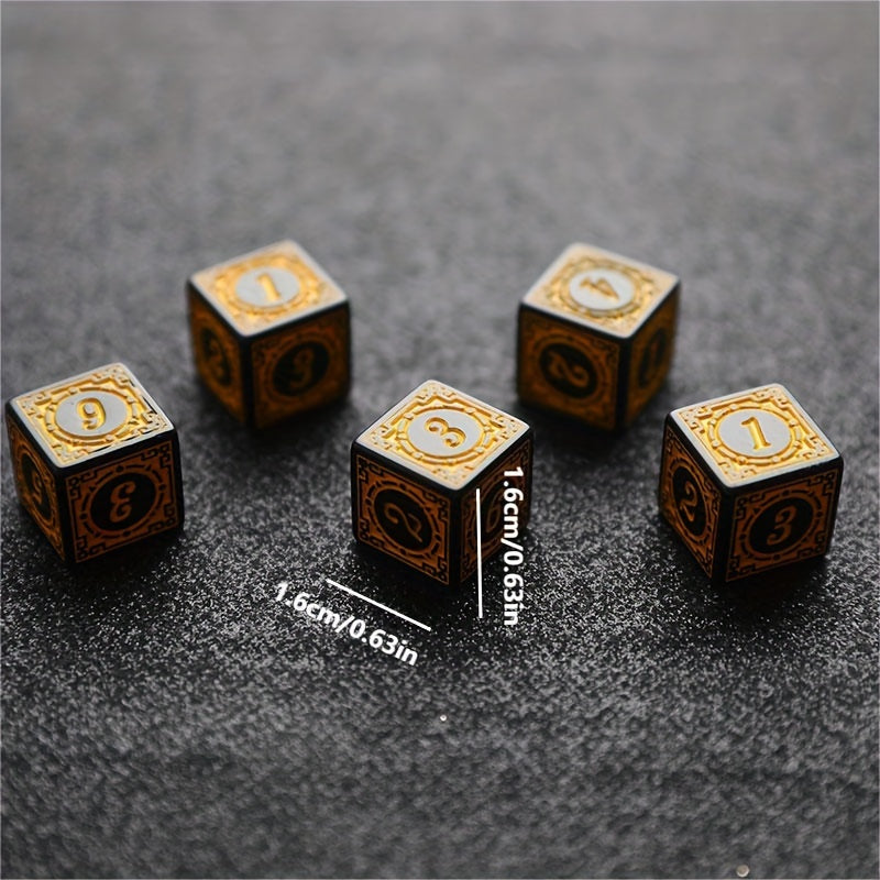 5PCS Square Edged Polyhedral Dice Set for Table Game