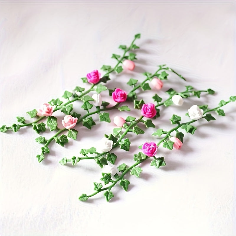 4pcs Mini Flower Garden Dollhouse Scene Mixed Model Plastic