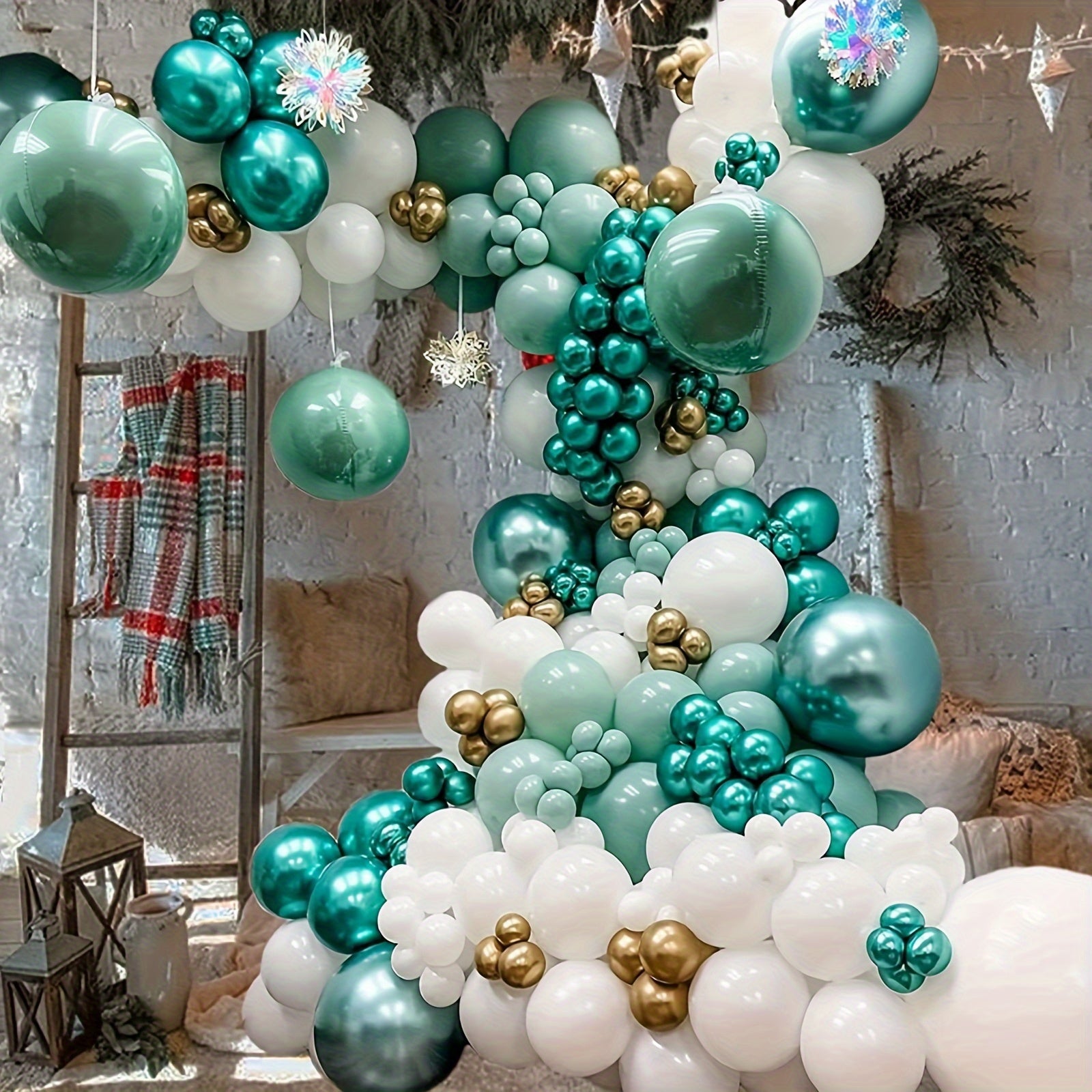 70pcs Metal Green Balloons 25.4cm Deep Green Balloons with Ribbons