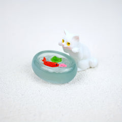 Cat and Fish Scene Set Dollhouse Accessories Micro Landscape Decorations