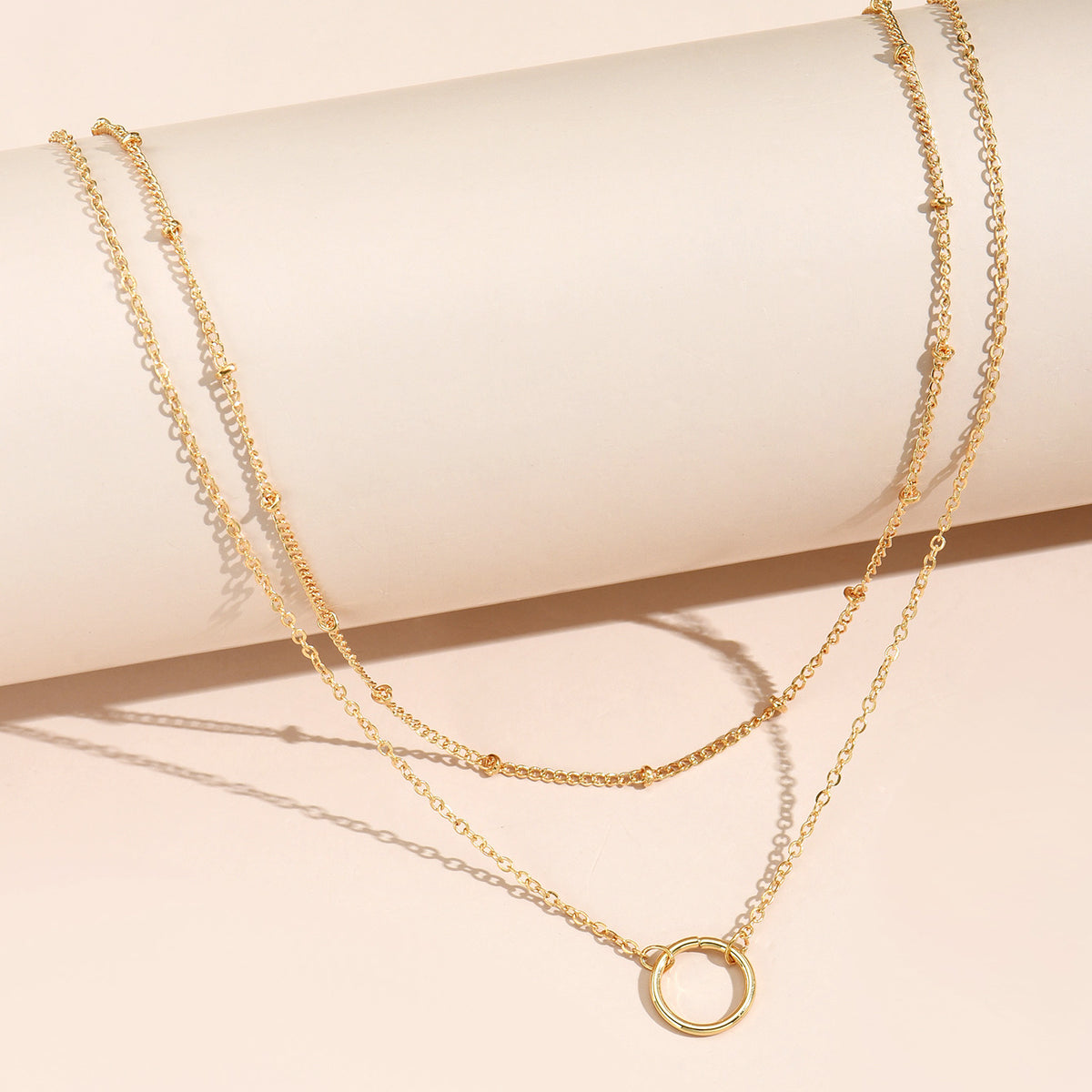 Dainty Chain Necklace for Women - Hollow Round Adjustable Neck Chain