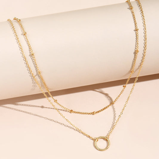 Dainty Chain Necklace for Women - Hollow Round Adjustable Neck Chain