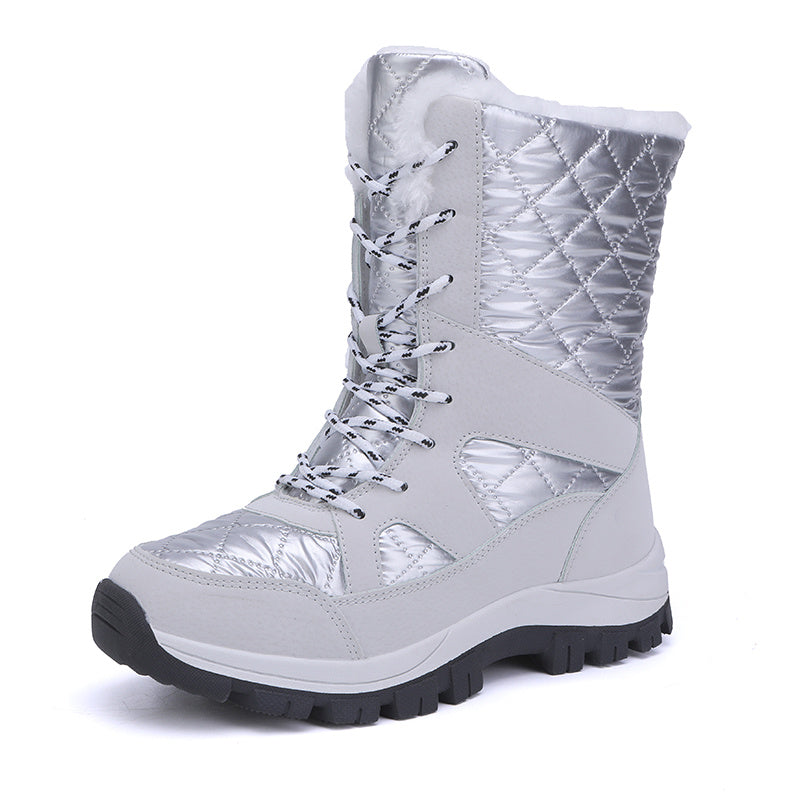 Quilted Argyle Pattern High Top Boots