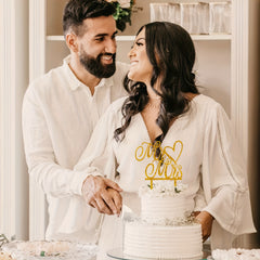 Golden Glitter Cake Topper for Engagement Party Decor