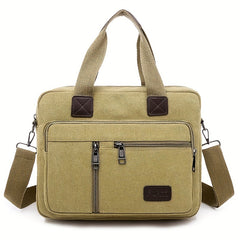 Men's Canvas Briefcase Messenger Bag with Pockets