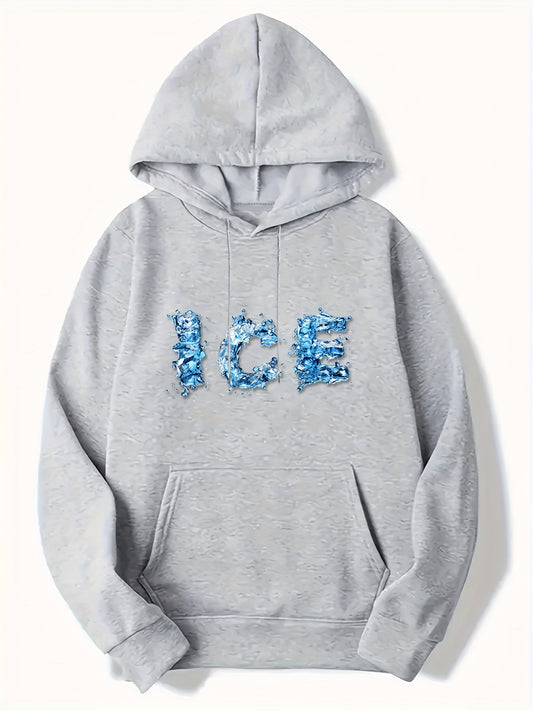 ICE Print Hoodie Long Sleeve Top Men's Clothes For Spring Fall Winter
