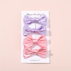 4pcs Handcraft Plain Bow Hair Clip Hair Accessories for Girls Baby Kids