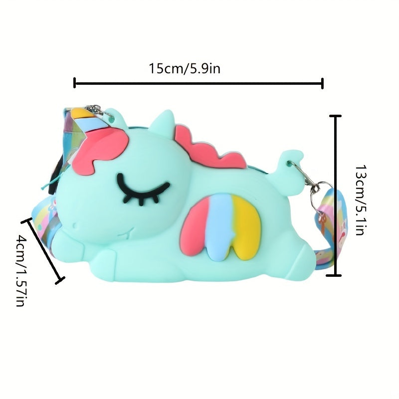 Cartoon Unicorn Silicone Coin Purse Crossbody Bag
