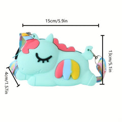 Cartoon Unicorn Silicone Coin Purse Crossbody Bag
