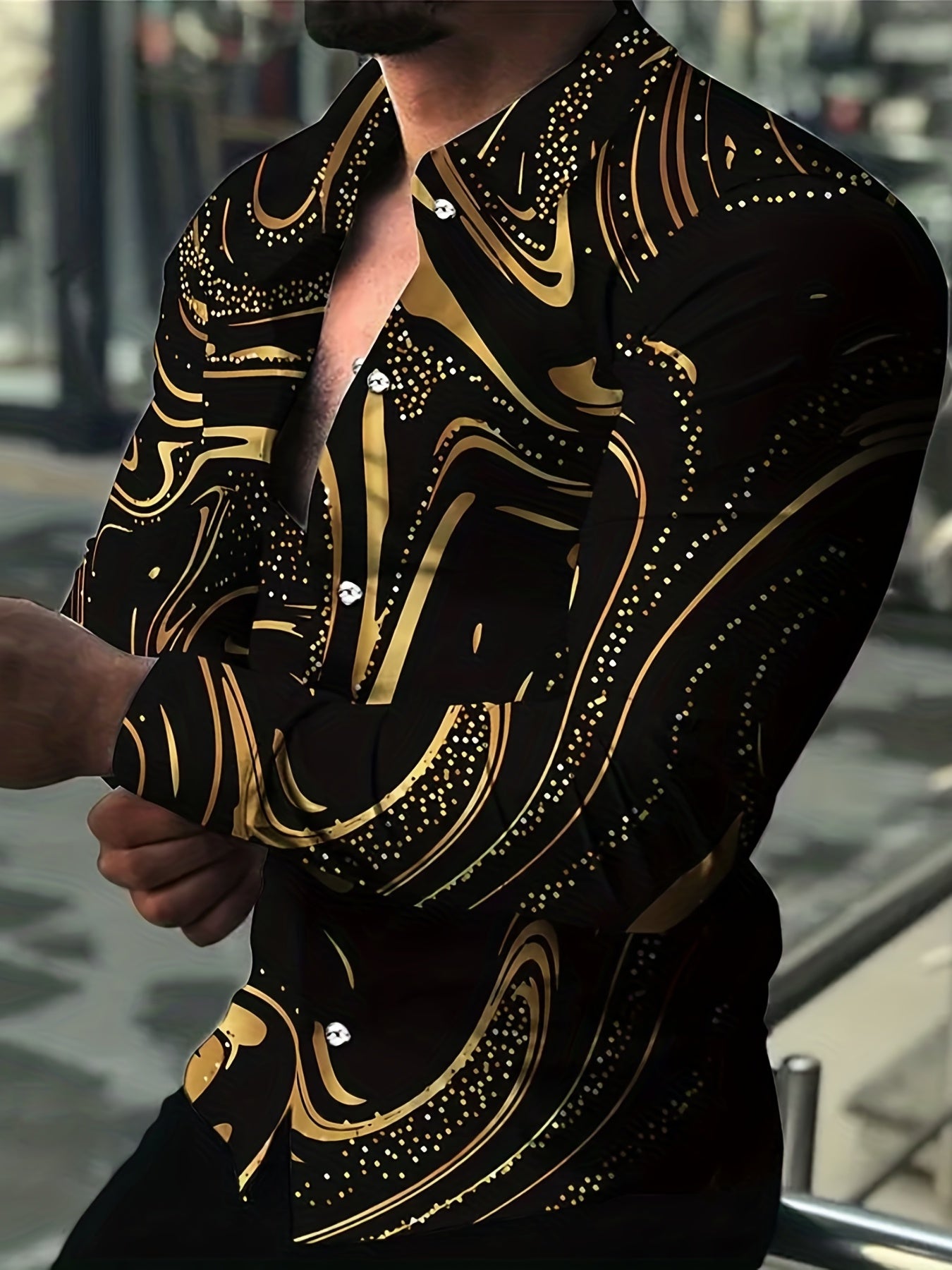 Abstract Print Button Up Shirt
