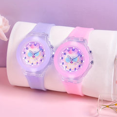 Christmas Pony & Kitten Pattern Watch for Girls, Luminous Quartz Wristwatch